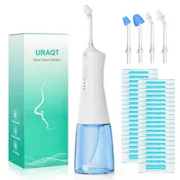 URAQT Elektrisch Nasendusche, Elektrischer Neti Pot für Erwachsene und Kinder, mit 4 Ersatzköpfe und 40 Nasenspülsalz, Nasenspülung für Befreiung der Nasennebenhöhlen, Blau