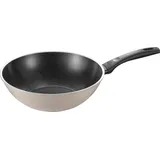 BALLARINI Ledro Wok, 28 cm, Aluminium, Induktionsgeeignet, Keramik-Antihaftbeschichtung, Thermopoint, Made in Italy, Beige