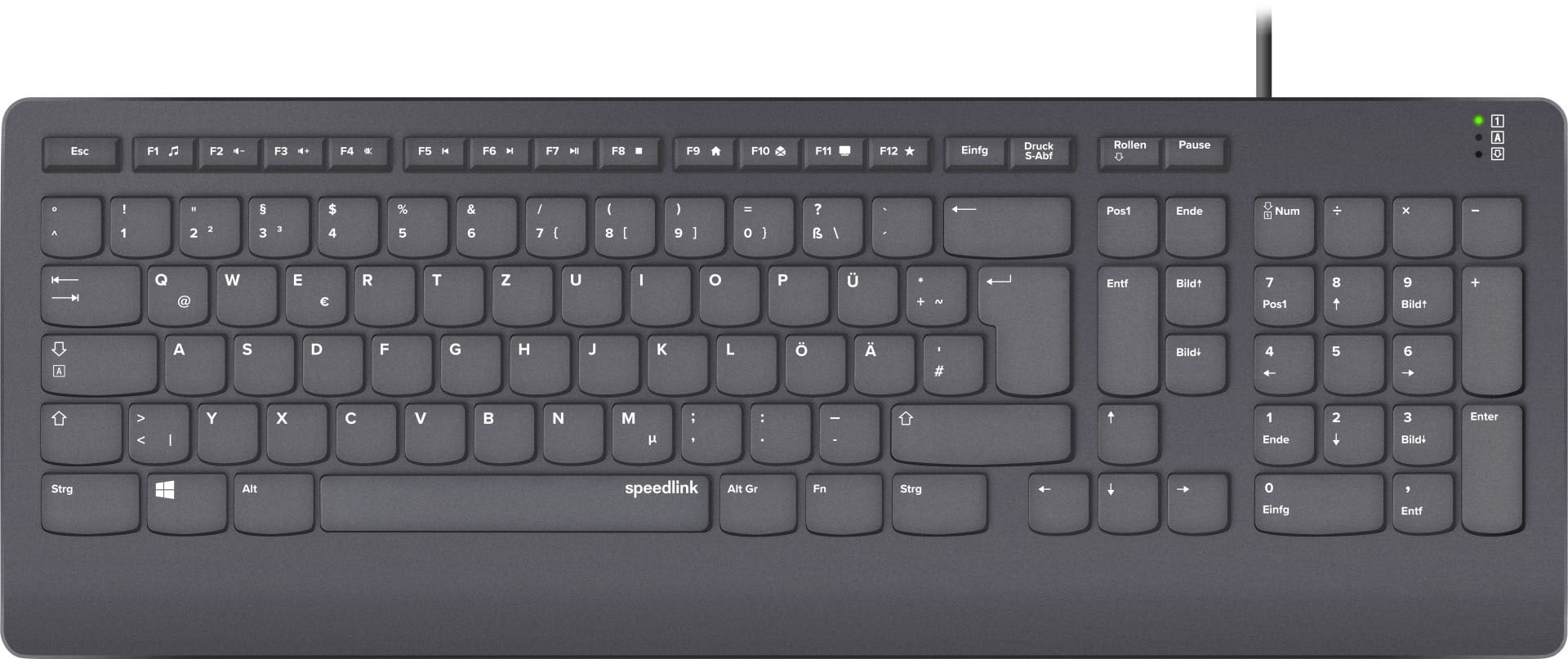 Speedlink HI-GENIC Antibacterial Keyboard schwarz - DE Layout (DE, Kabelgebunden), Tastatur, Schwarz
