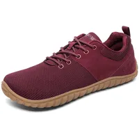 SAGUARO Barfußschuhe Wish I- Herren Damen Knit Barfußschuhe - Breite Zehen Barfussschuhe - Outdoor Flexibel Barfuss Schuhe - Leicht Barfuß Zehenschuhe - Minimalistische Mit Zero-Drop Rot, Gr.39 - 39 EU