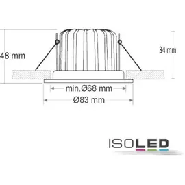 Fiai IsoLED LED Einbaustrahler MiniAMP 1 alu gebürstet