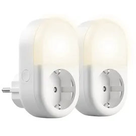 Luminea Home Control 2er-Set WLAN-Steckdose mit LED-Nachtlicht, App & Sprachsteuerung, 16 A