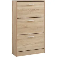 [en.casa] Schuhschrank Sykkylven 103x60x24 cm mit 3 Klappen Sonoma-Eiche