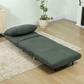 Homcom 2-in-1 Schlafsofa Schlafsessel Klappmatratze Gästebett im Cord-Optik, für Schlafzimmer, Wohnzimmer Grün 82 x 89 x 83 cm - Grün