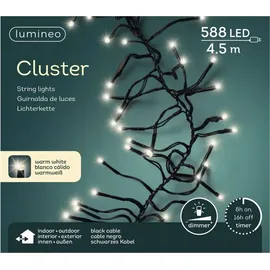 Lumineo LED-Lichterkette Cluster 588 LED 5,5 m warmweiß schwarz