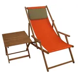 Erst-Holz Gartenliege Liegestuhl terracotta Tisch Kissen Strandstuhl Sonnenliege Buche dunkel 10-309TKD