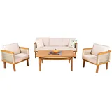JV Möbel Lounge Möbel Gartenmöbel Set Sitzgruppe Sofa Couchtisch Sessel Beige