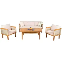 JV Möbel Lounge Möbel Gartenmöbel Set Sitzgruppe Sofa Couchtisch Sessel Beige