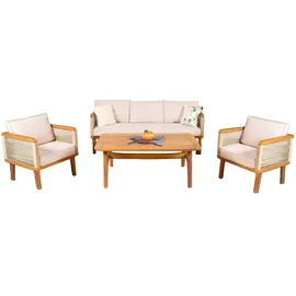 JV Möbel Lounge Möbel Gartenmöbel Set Sitzgruppe Sofa Couchtisch Sessel Beige