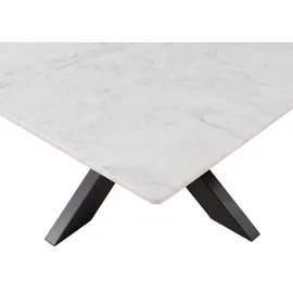 MASSIVMOEBEL24.DE Couchtisch Barcelona Marmor Weiß Eisen schwarz 90 x 90 x 45 cm