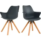 SalesFever Esszimmerstuhl 2er-Set mit Kunststoffschale - Kunstleder, Dunkelgrau - 368985