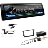 EHO JVC KD-X482DBT 1-DIN Autoradio Media Receiver Digitalradio DAB+ Bluetooth Amazon Alexa USB Einbauset passend für Volkswagen VW Touran ab 2003 schwarz