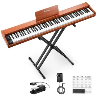 Donner Home-Keyboard E-piano 88 Tasten und Halbgewichtete Tastatur DEP-1S (Set), ideal für Anfänger, Aufnahme, Akkorde beige