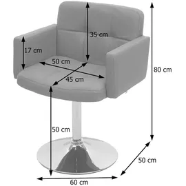 Mendler Esszimmerstuhl Orlando, Küchenstuhl Stuhl mit Armlehne, Kunstleder Chrom