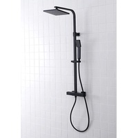 SCHWÄNLEIN® Edelstahl Duschsystem mit Thermostat schwarz Regendusche Duschset Duscharmatur Duschsäule (Light Black)