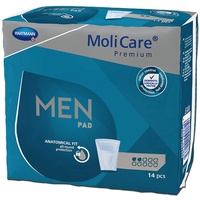 MoliCare Premium MEN PAD, Inkontinenz-Einlage für Männer bei Blasenschwäche, v-förmige Passform, 2 Tropfen, 6x14 Stück - Vorteilspackung
