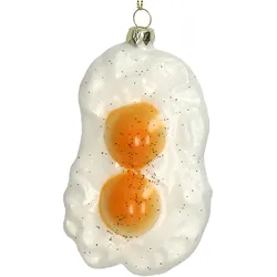 Christbaumschmuck Glas 12cm Spiegeleier Figur Handbemalt Christbaum Weihnachtsbaum Anhänger Christbaumanhänger Weihnachtsbaumschmuck Essen Küche Weiß