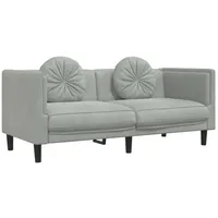 vidaXL Sofa mit Kissen 2-Sitzer Hellgrau Samt
