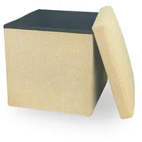 Cosaving Sitzhocker mit Stauraum Aufbewahrungsbox Fußhocker Faltbar Aufbewahrungshocker Hocker mit Stauraum Polsterhocker Sitztruhe Aufbewahrungsbox Leinenimitat 30x30x30 cm Beige