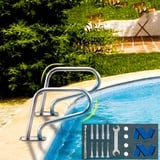 Handlaufe Fuir Pool 2 Stück 304 Edelstahl-Pool-Handlauf, Pool-Handläufe, rutschfeste Treppengeländer mit Blauer Griffabdeckung, 32 "x 22,5", 250 lbs Tragfähigkeit