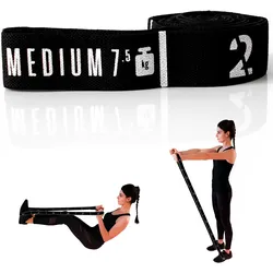 Fitnessband Schlaufenband Medium mit acht nummerierten Schlaufen schwarz 7,5-10 kg