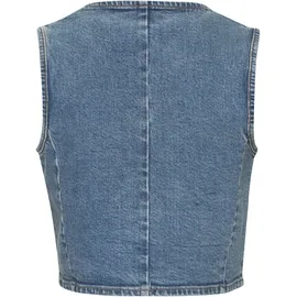 Buffalo Jeansweste BUFFALO, Damen, Gr. 34, blau (blau washed), Denim/Jeans, Obermaterial: 98% Baumwolle, 2% Elasthan, unifarben, figurbetont taillenlang, V-Ausschnitt, Westen, in verkürzter Länge, figurbetonende Passform, modisch
