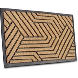 HANSE HOME Fußmatte Kokos und Gummi für Innen und Außen - Outdoor Schmutzfangmatte Natur, Kokosmatte Outdoor Streifen Labyrinth, Wetterfest und Rutschfest für Flur, Terrasse, Eingangsbereich - 45x75cm