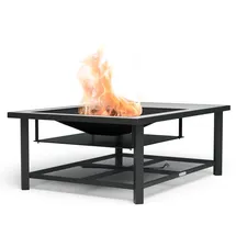 Blumfeldt Merano Avanzato L Feuerschale - 3-in-1 Feuerschale mit Grillrost & Tisch, robuster Stahlrahmen, Terrazzo-Tischplatte, inkl. Funkenschutz,