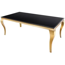 riess-ambiente Esstisch MODERN BAROCK - 200cm schwarz gold Edelstahl Opalglas Tischplatte