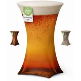 EXKLUSIV HEIMTEXTIL Stehtischhusse Motiv Bierglas Gelb Ø 60-65 x 110-120 cm