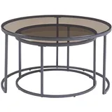 [en.casa] Couchtisch 2er Set Kokkola Rauchglas, grau