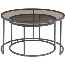 [en.casa] Couchtisch 2er Set Kokkola Rauchglas, grau