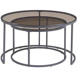 [en.casa] Couchtisch 2er Set Kokkola Rauchglas, grau