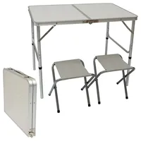 AMANKA Campingtisch ca.90x60cm + 2 Aluminiuim Hocker Klapptisch Koffertisch