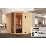 Weka Premium Massivholz-Elementsauna Kemi Eck Gr. 2 Sparset 7,5 kW BioS