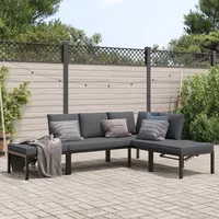 vidaXL 4-tlg. Garten-Sofagarnitur mit Kissen schwarz