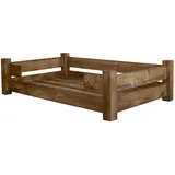 Kistenkolli Altes Land Hundekorb Winston XL aus Holz mit Kissen 100x60x25cm Hundekorb Hundekissen Schlafplatz Vintage Hundesofa (Palisander ohne)