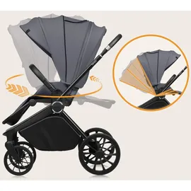 lionelo MIKA PLUS 3-in-1 Buggy 0-48 Monate bis zu 22 kg Babywagen bis zu 9 kg Kindersitz Babytrage bis zu 13 kg, Rückenlehne verstellbar, Dämpfung, 360° Räder, XXL-Verdeck