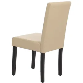 Mendler 2er-Set Esszimmerstuhl Stuhl Küchenstuhl Littau ~ Leder, creme, dunkle Beine