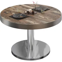 BN | Bistro Loungetisch | Ø:H 80 x 36 cm | Edelstahl Rand | Vintage Old / Edelstahl