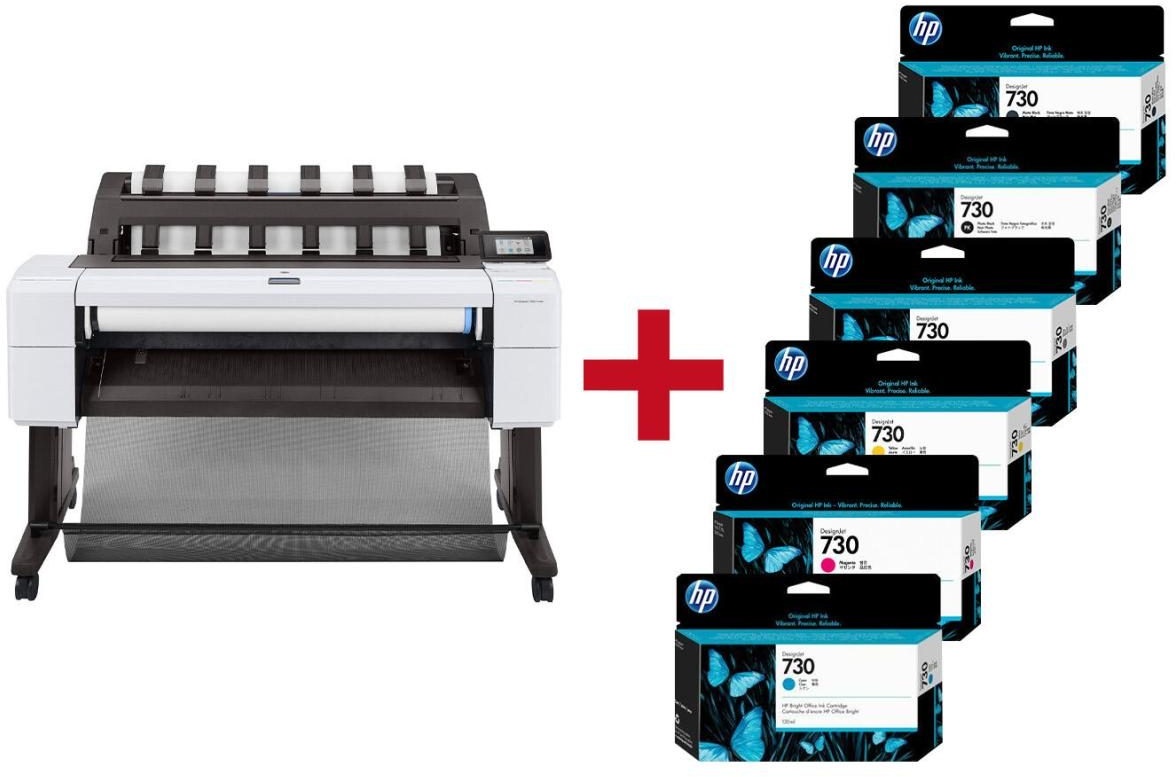 HP DesignJet T1600 PostScript Großformatdrucker Plotter inkusive zusätzlichem HP Tintenset 730