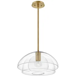 Licht-Erlebnisse Pendelleuchte HALEN Messing Antik Transparent 1x E27 bis 60W LE121251