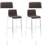 CLP 2er Set Barhocker Hover Stoff 4-Fuß Gestell braun/chrom