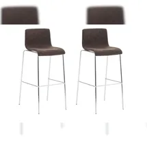 CLP 2er Set Barhocker Hover Stoff 4-Fuß Gestell braun/chrom