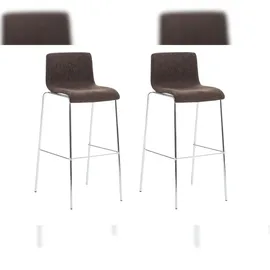 CLP 2er Set Barhocker Hover Stoff 4-Fuß Gestell braun/chrom