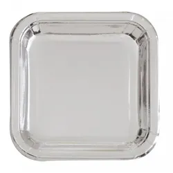8 kleine eckige Teller Silber Folie