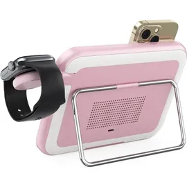 forcell Forcell, 3-in-1 Magnetische Ladestation MagSafe und Qi2 mit LED-Spiegel 15W, Rosa