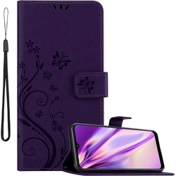 Cadorabo Flower Book Hülle (Motorola Moto E30, Motorola Moto E40, Motorola Moto E20), Smartphone Hülle, Violett