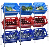 vidaXL Kastenregal 9 Kisten Silbern 145x33x116 cm Stahl