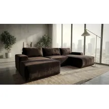 A&J MöbelLand Eckcouch Polyester mit Schlaffunktion 2-Sitzer Braun